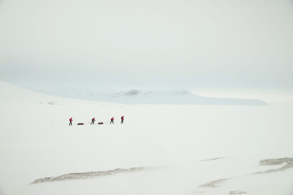 Trekking into the tundra on Day 2.  (Photo by Brodie Hood/Comic Relief)
